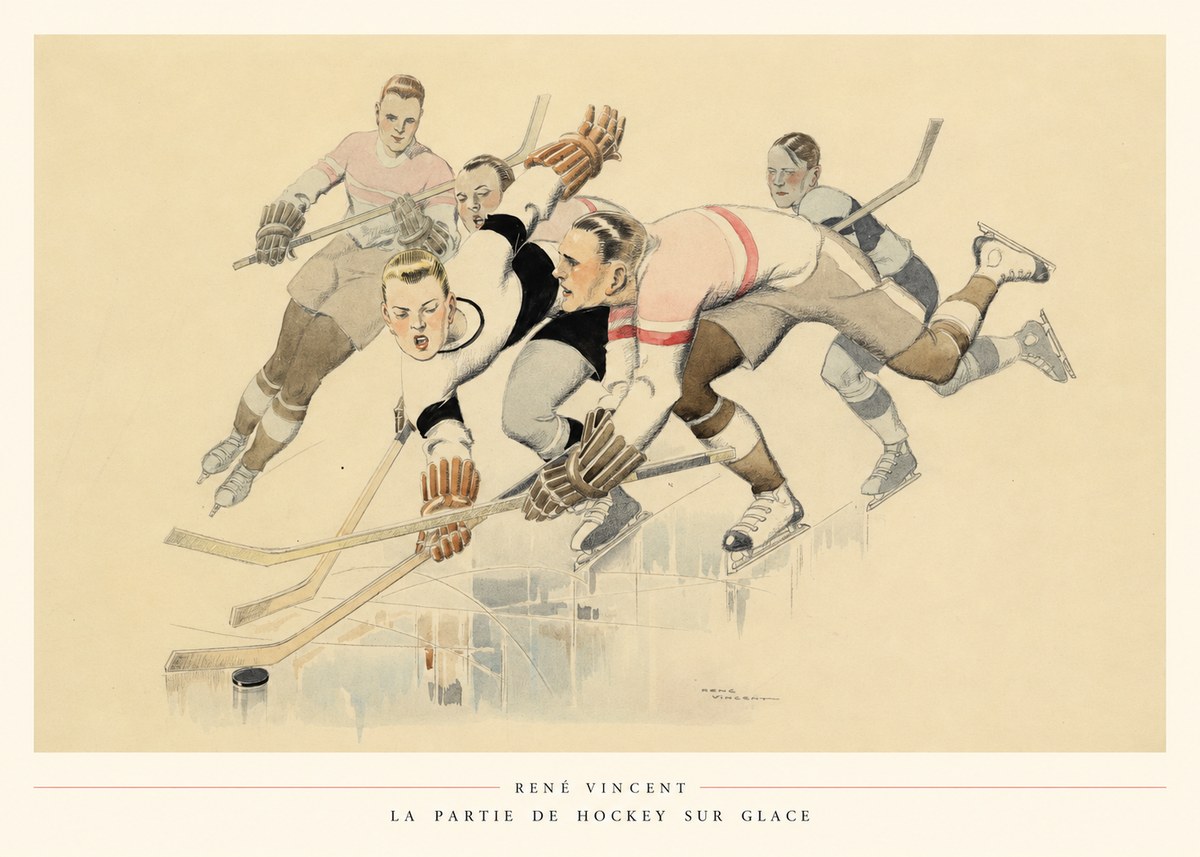 René Vincent La Partie De Hockey Sur Glace No6 - Poszter