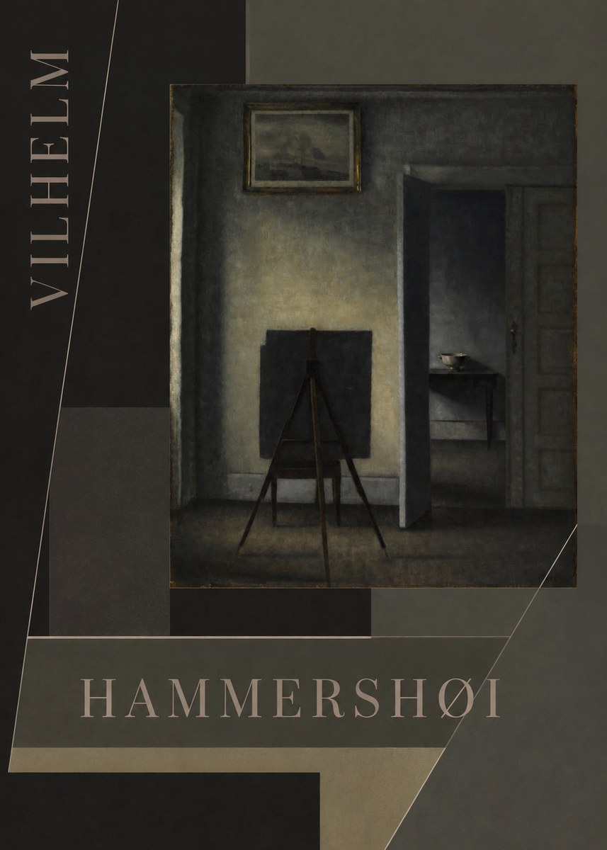 Vilhelm Hammershøi Interior with the Artist's Easel III No5 - Poszter