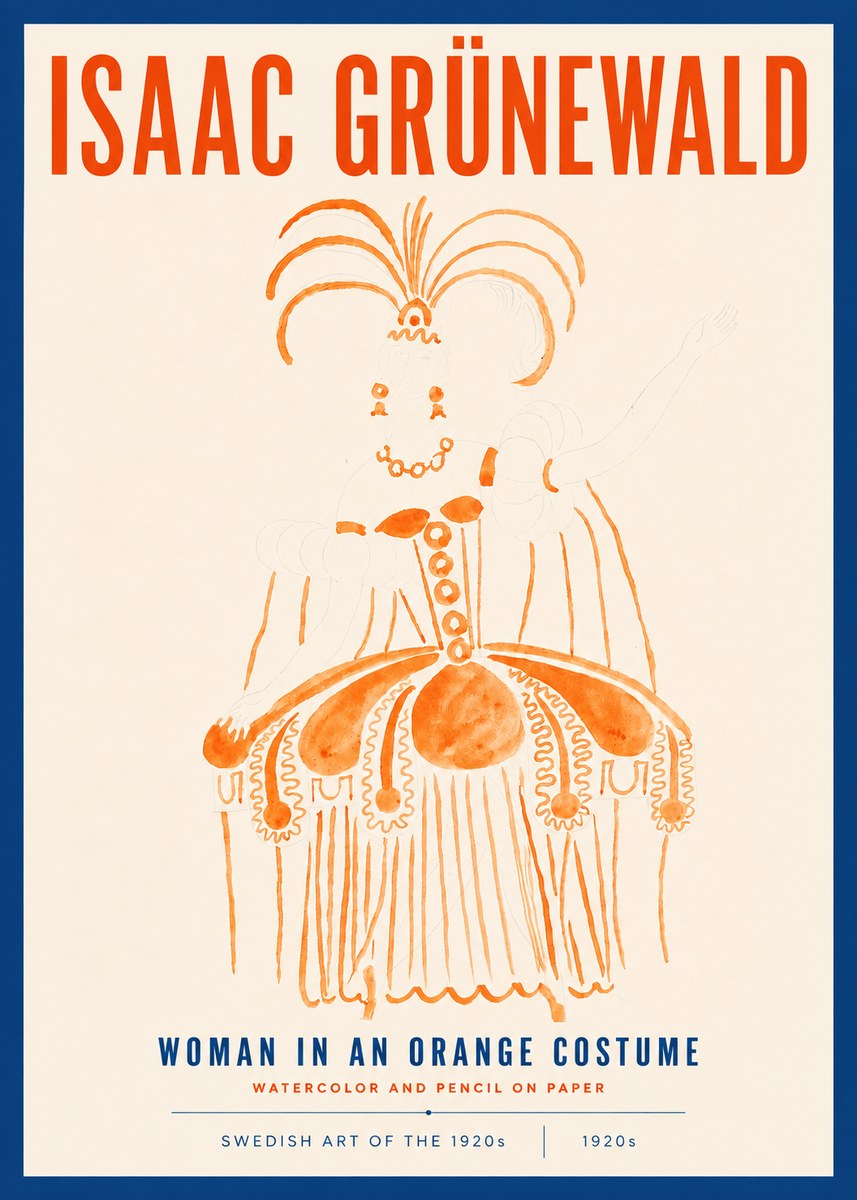 Isaac Grünewald Woman in an Orange Costume No4 - Poszter