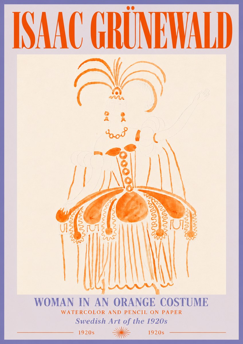 Isaac Grünewald Woman in an Orange Costume No5 - Poszter
