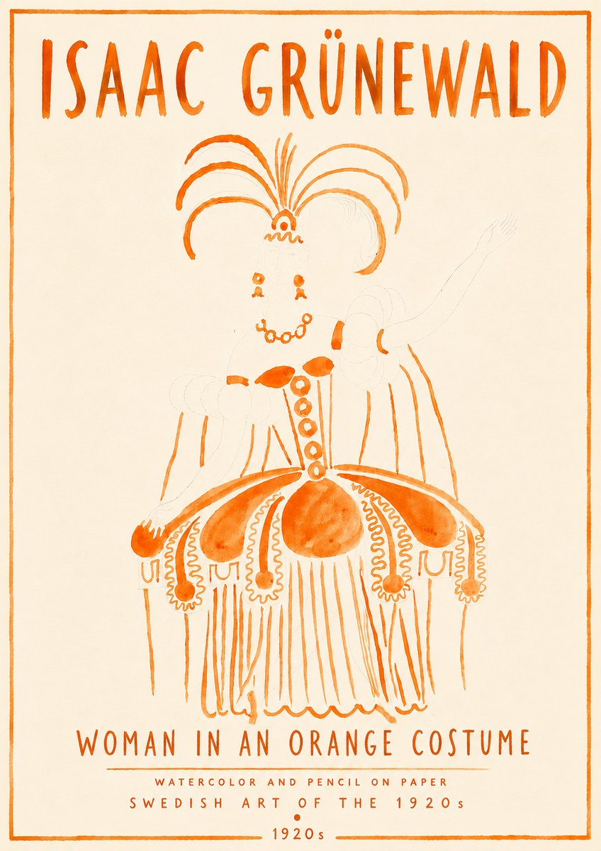 Isaac Grünewald Woman in an Orange Costume No6 - Poszter