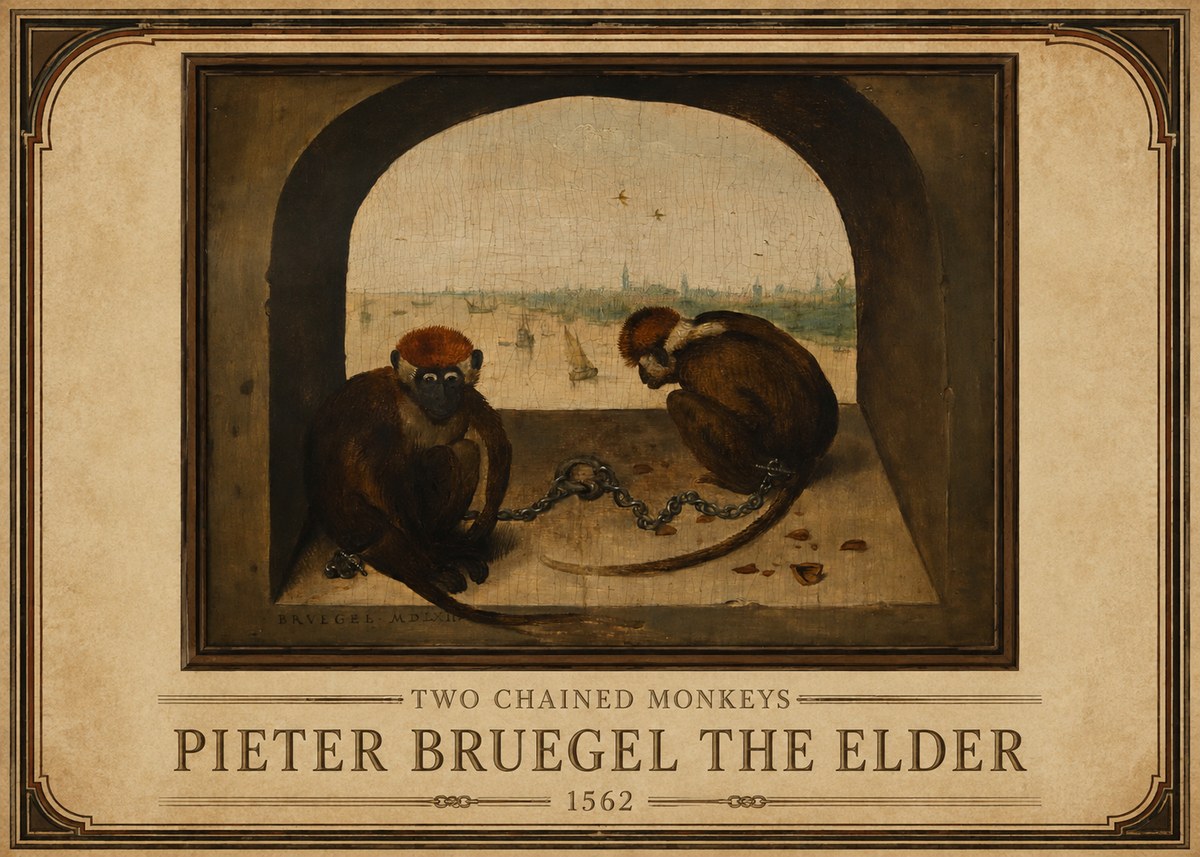 Pieter Bruegel Two Chained Monkeys I No1 - Poszter