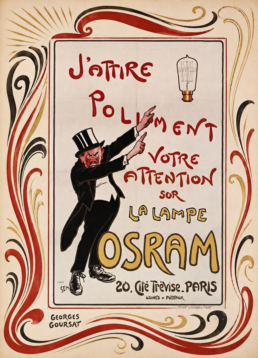 Georges Goursat J'attire Poliment Votre Attention Sur La Lampe Osram No2 - Poszter