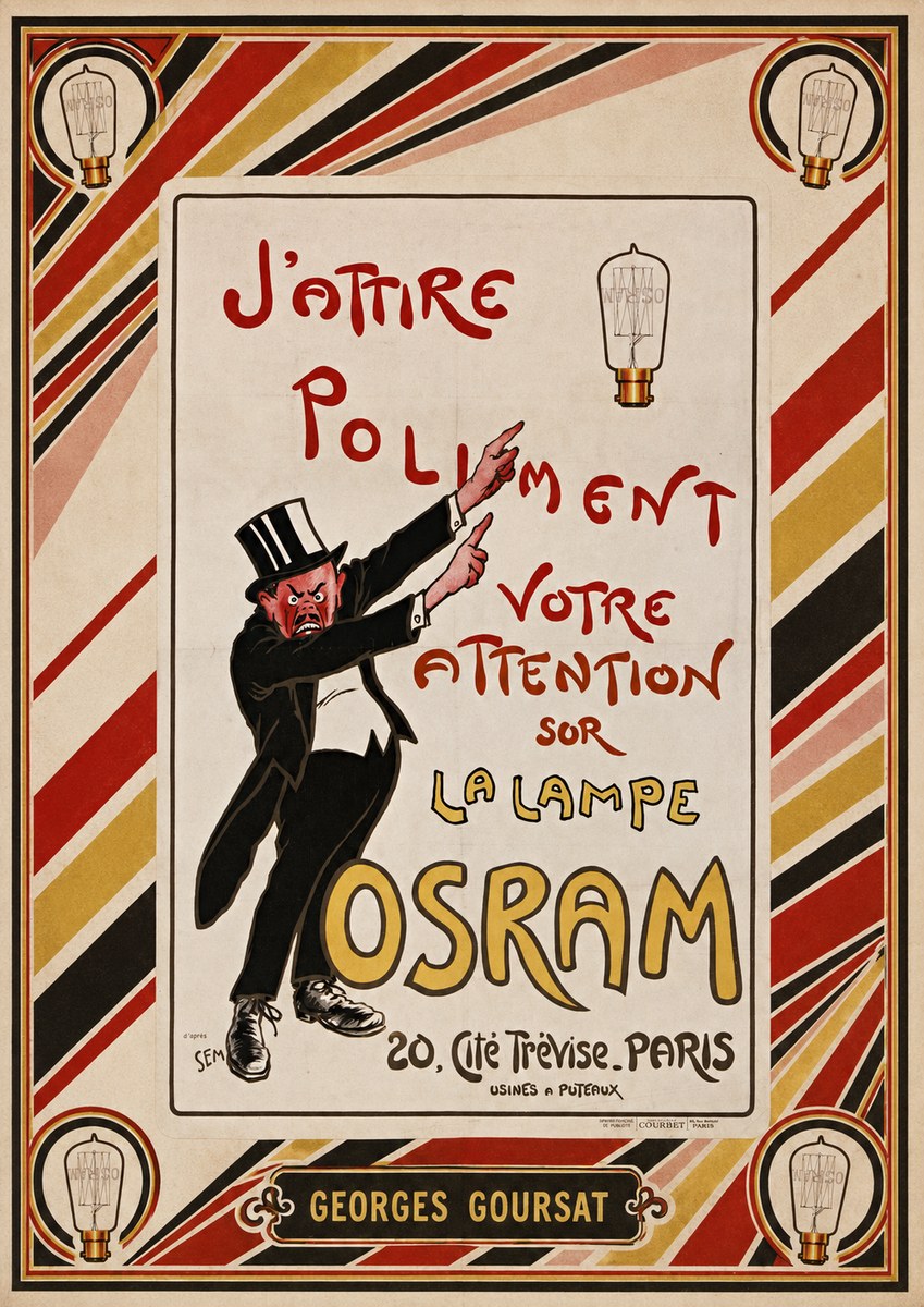 Georges Goursat J'attire Poliment Votre Attention Sur La Lampe Osram No5 - Poszter