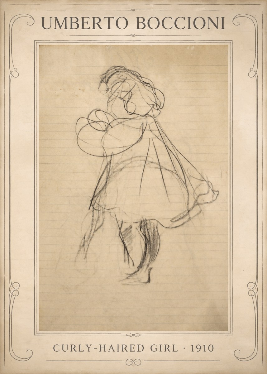 Umberto Boccioni Curly-haired Girl No1 - Poszter