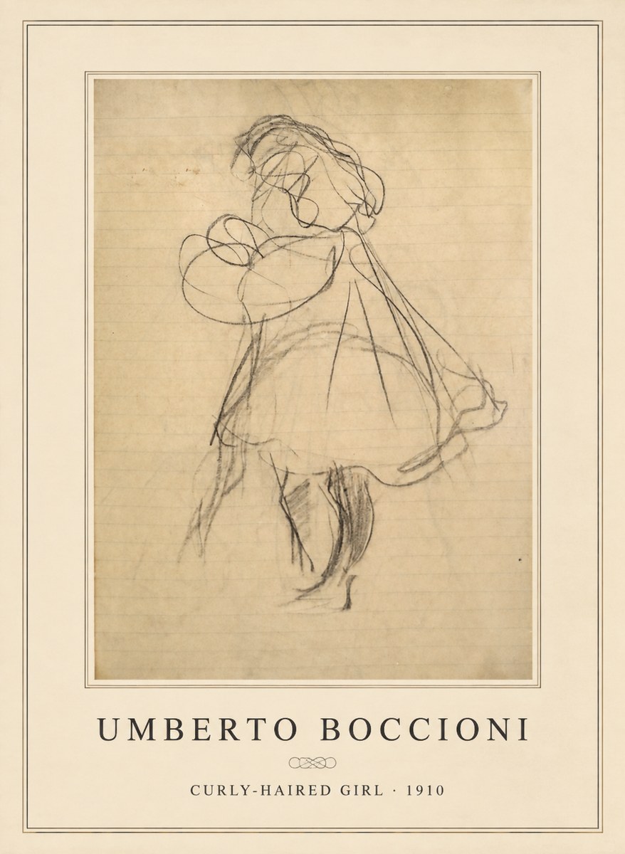 Umberto Boccioni Curly-haired Girl No6 - Poszter