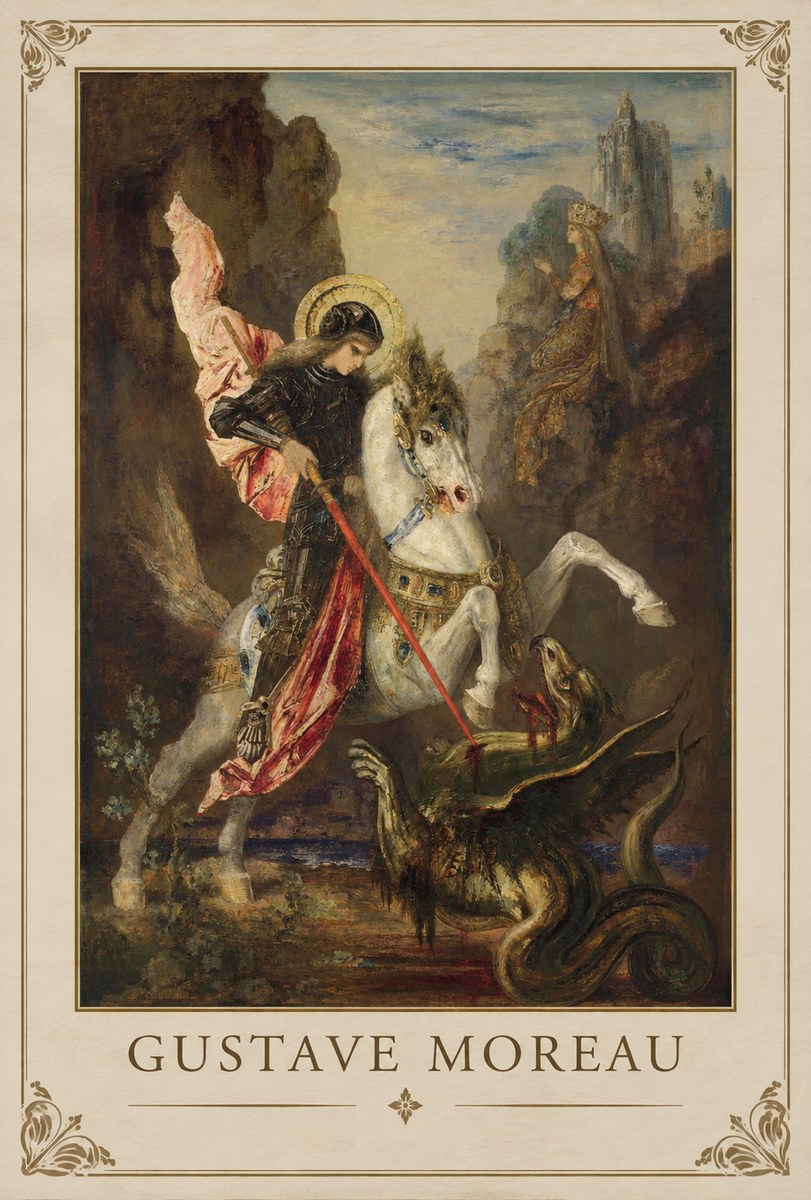 Gustave Moreau Saint George and the Dragon No3 - Poszter