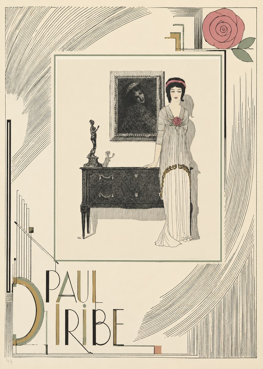 Paul Iribe Elegant Figure in Art Deco Interior No6 - Poszter