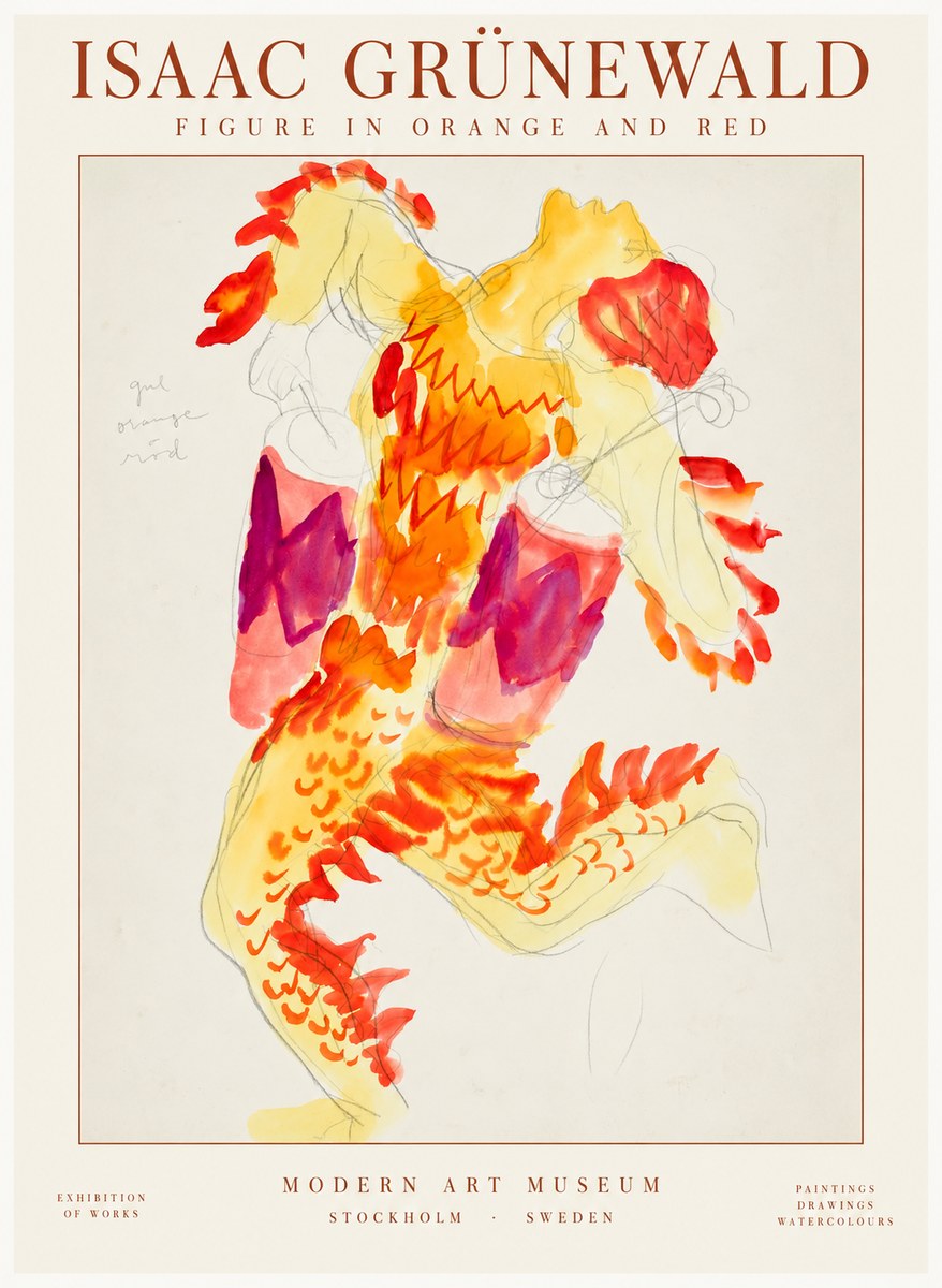 Isaac Grünewald Figure in Orange and Red No2 - Poszter