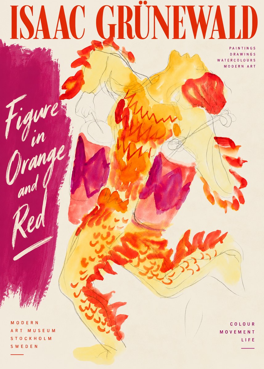 Isaac Grünewald Figure in Orange and Red No3 - Poszter