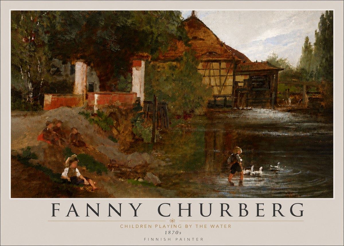 Fanny Churberg Children Playing by the Water No6 - Poszter