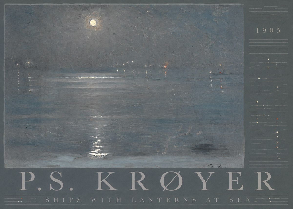 P.S. Krøyer Ships with Lanterns at Sea No3 - Poszter