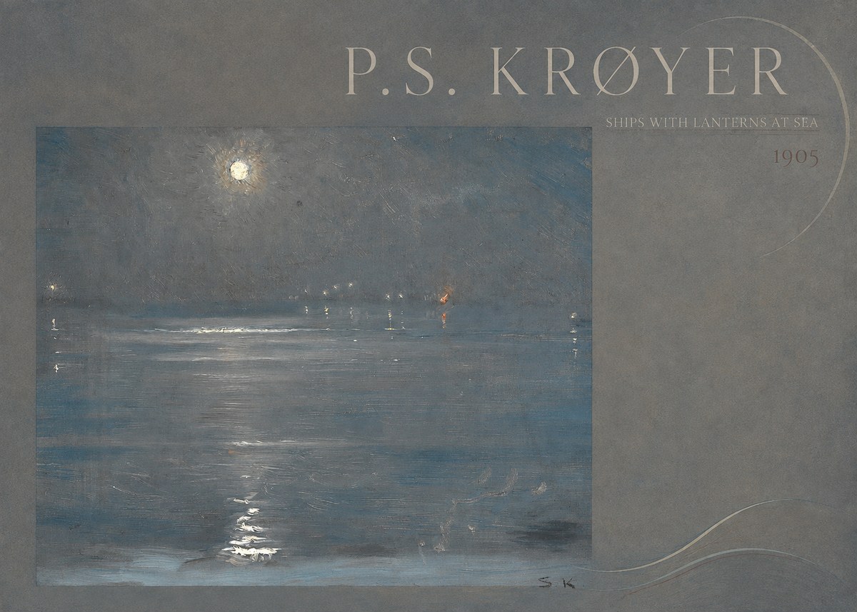 P.S. Krøyer Ships with Lanterns at Sea No4 - Poszter