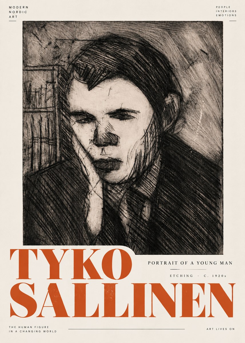 Tyko Sallinen Portrait of a Young Man No5 - Poszter