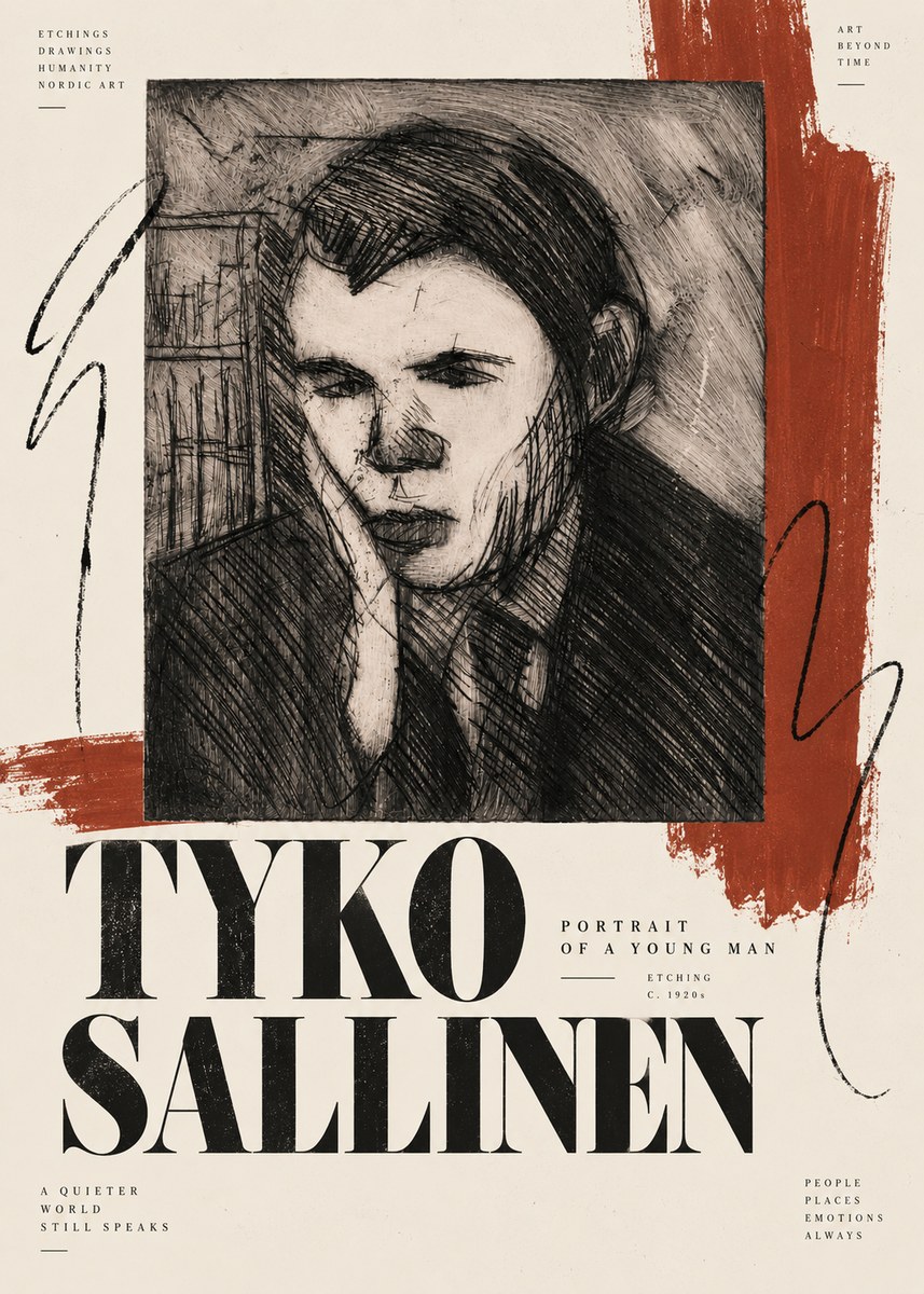 Tyko Sallinen Portrait of a Young Man No6 - Poszter