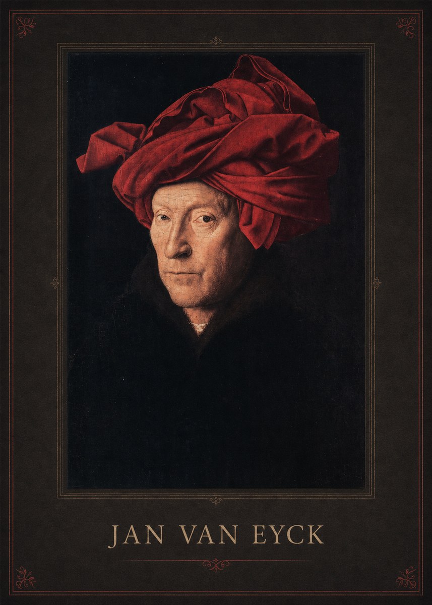 Jan van Eyck Portrait of a Man in a Turban No1 - Poszter