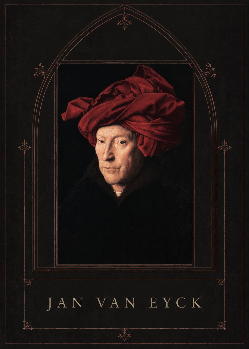 Jan van Eyck Portrait of a Man in a Turban No3 - Poszter