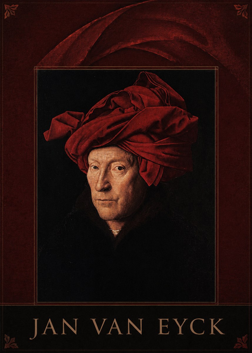 Jan van Eyck Portrait of a Man in a Turban No6 - Poszter
