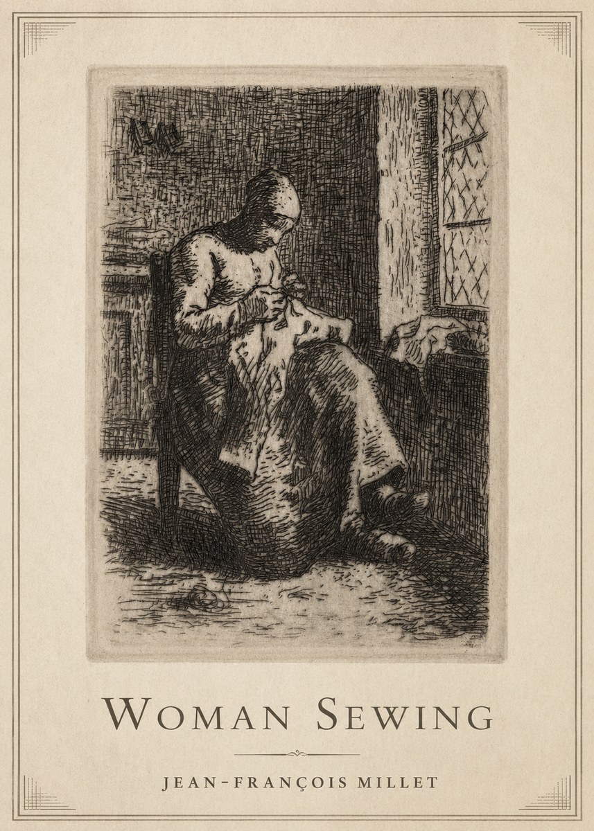 Jean-François Millet Woman Sewing No1 - Poszter