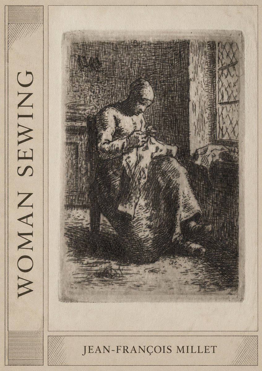 Jean-François Millet Woman Sewing No2 - Poszter