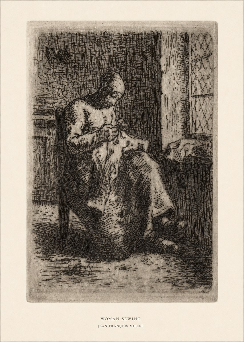 Jean-François Millet Woman Sewing No5 - Poszter