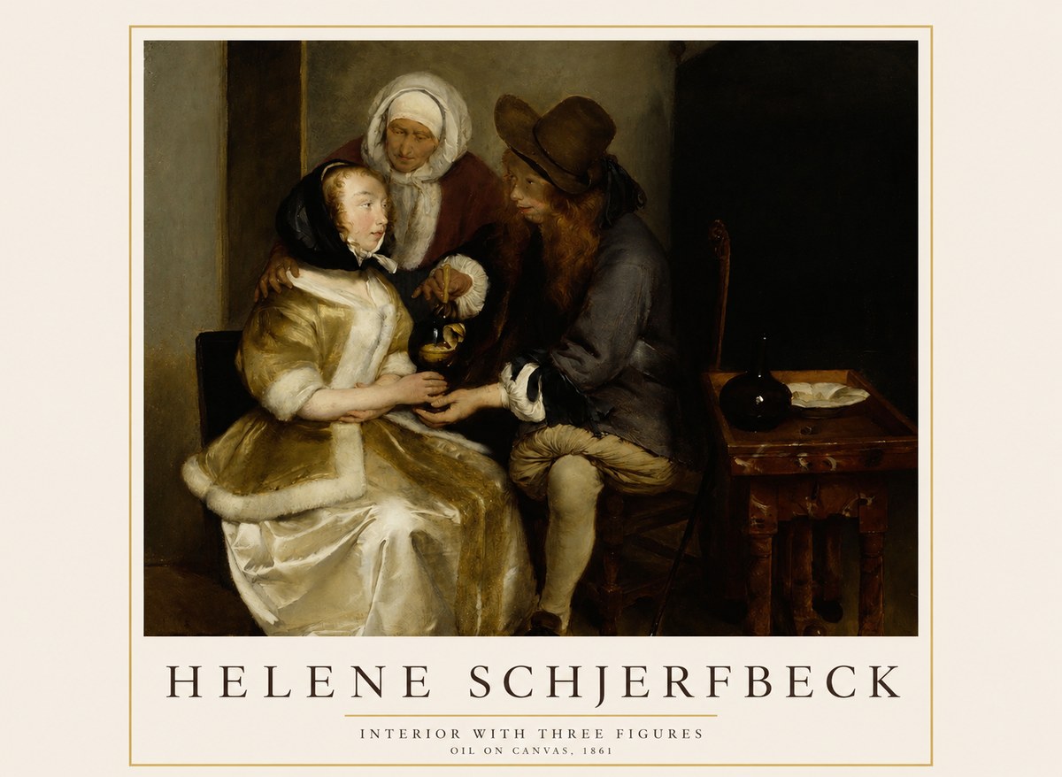 Helene Schjerfbeck Interior with Three Figures No1 - Poszter
