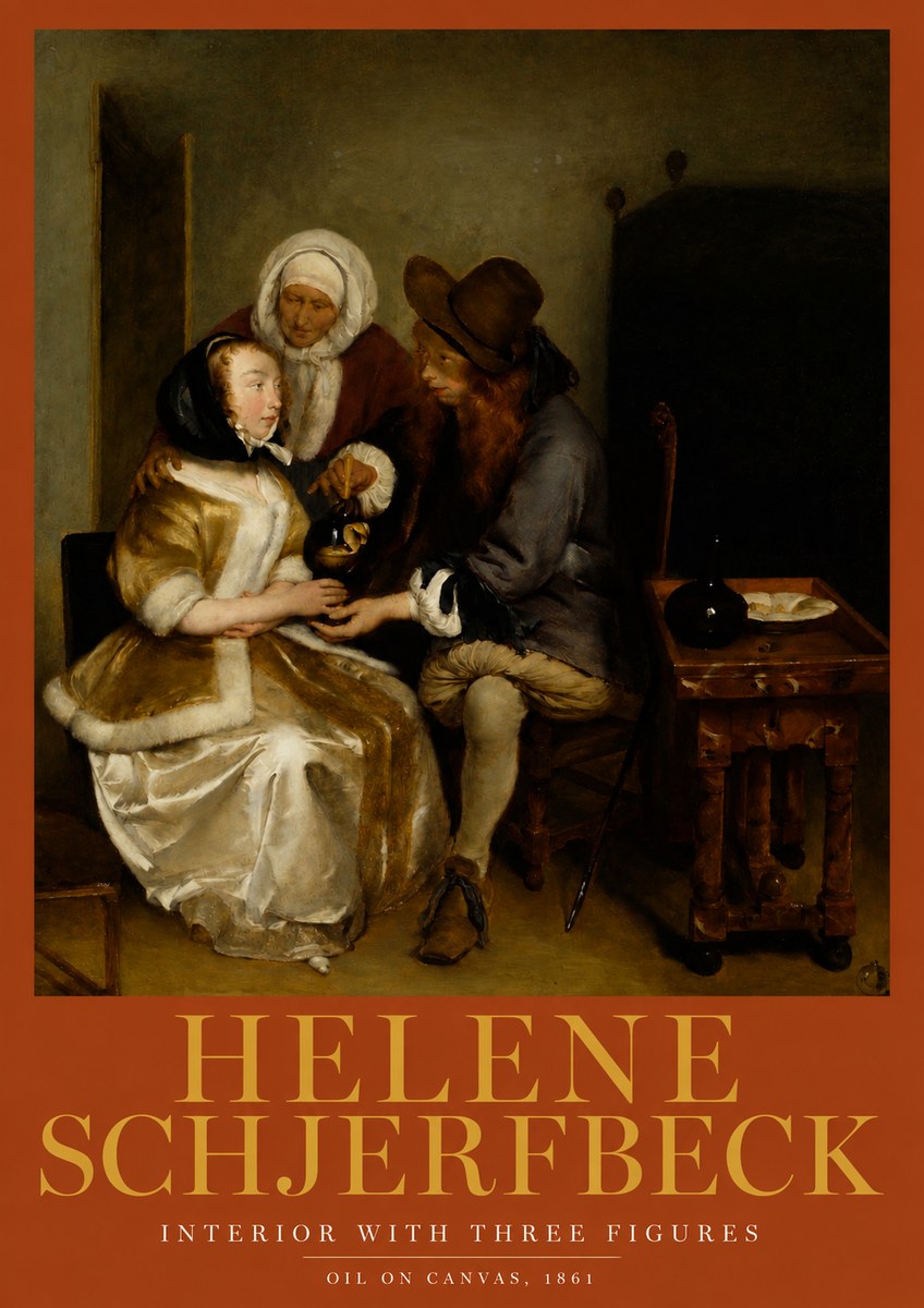 Helene Schjerfbeck Interior with Three Figures No2 - Poszter