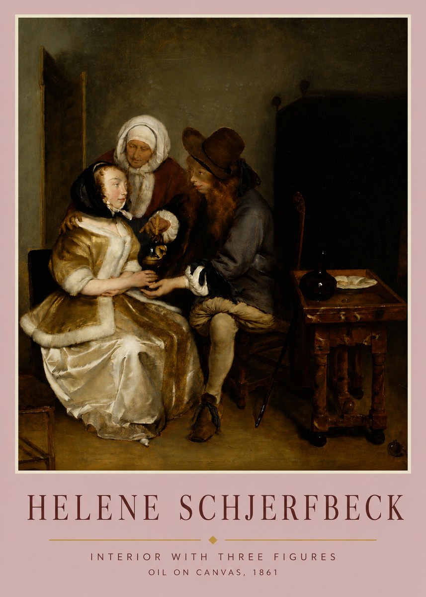 Helene Schjerfbeck Interior with Three Figures No4 - Poszter