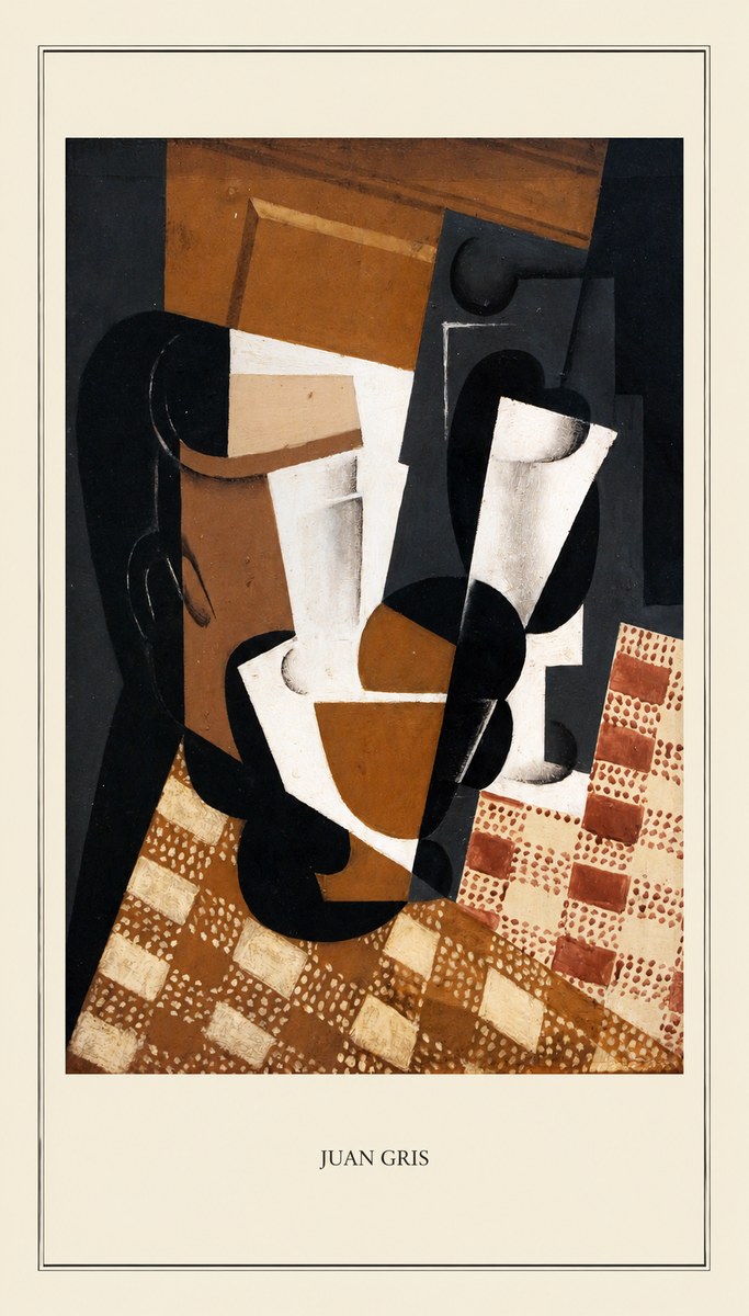 Juan Gris Cubist Still Life with Glass and Tablecloth No4 - Poszter
