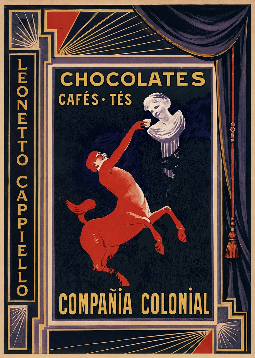 Leonetto Cappiello Chocolates, Cafés, Tés - Compañía Colonial No2 - Poszter
