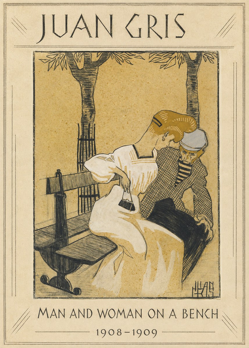 Juan Gris Man and Woman on a Bench No1 - Poszter