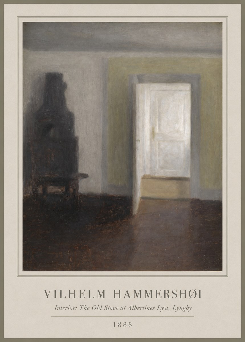 Vilhelm Hammershøi Interior: the Old Stove at Albertines Lyst, Lyngby No1 - Poszter