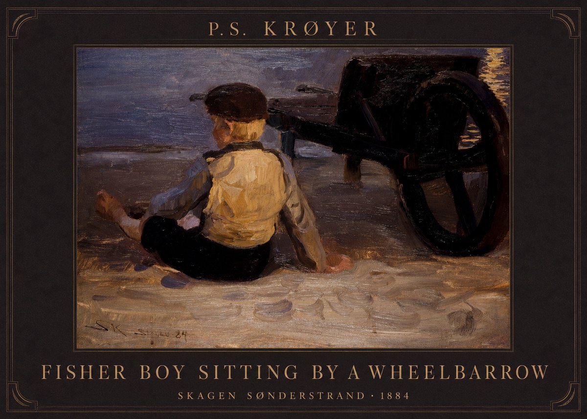 P.S. Krøyer Fisher Boy Sitting by a Wheelbarrow No5 - Poszter