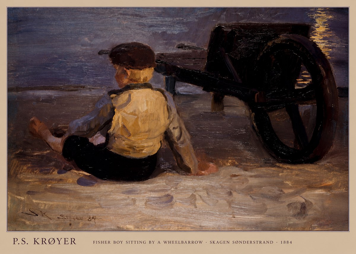P.S. Krøyer Fisher Boy Sitting by a Wheelbarrow No6 - Poszter