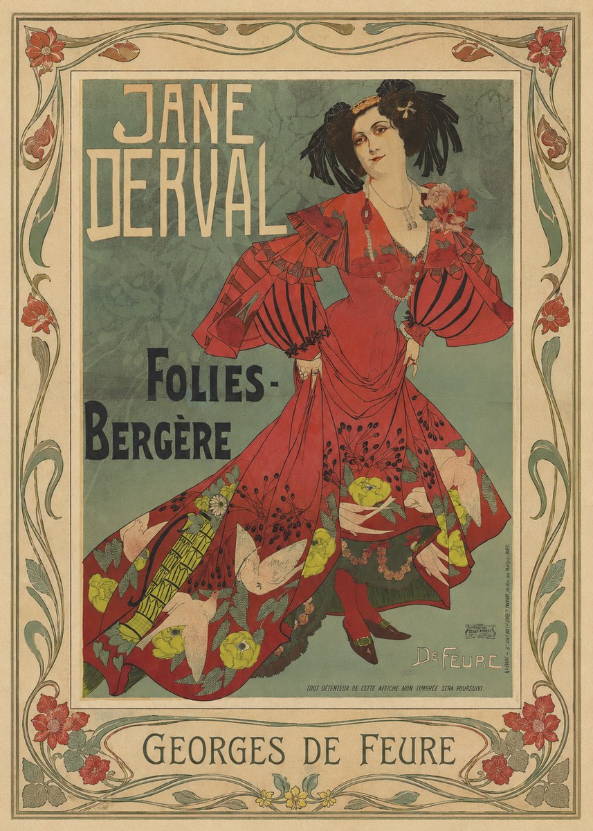 Georges de Feure Jane Derval - Folies-bergère III No1 - Poszter
