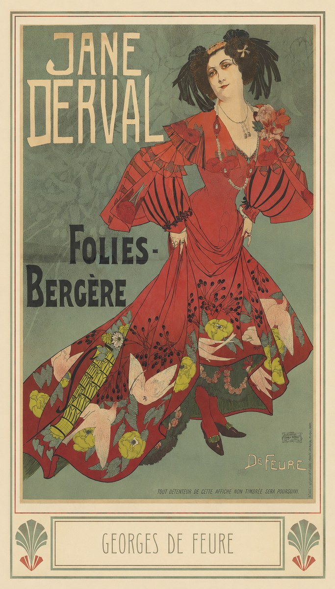 Georges de Feure Jane Derval - Folies-bergère III No3 - Poszter
