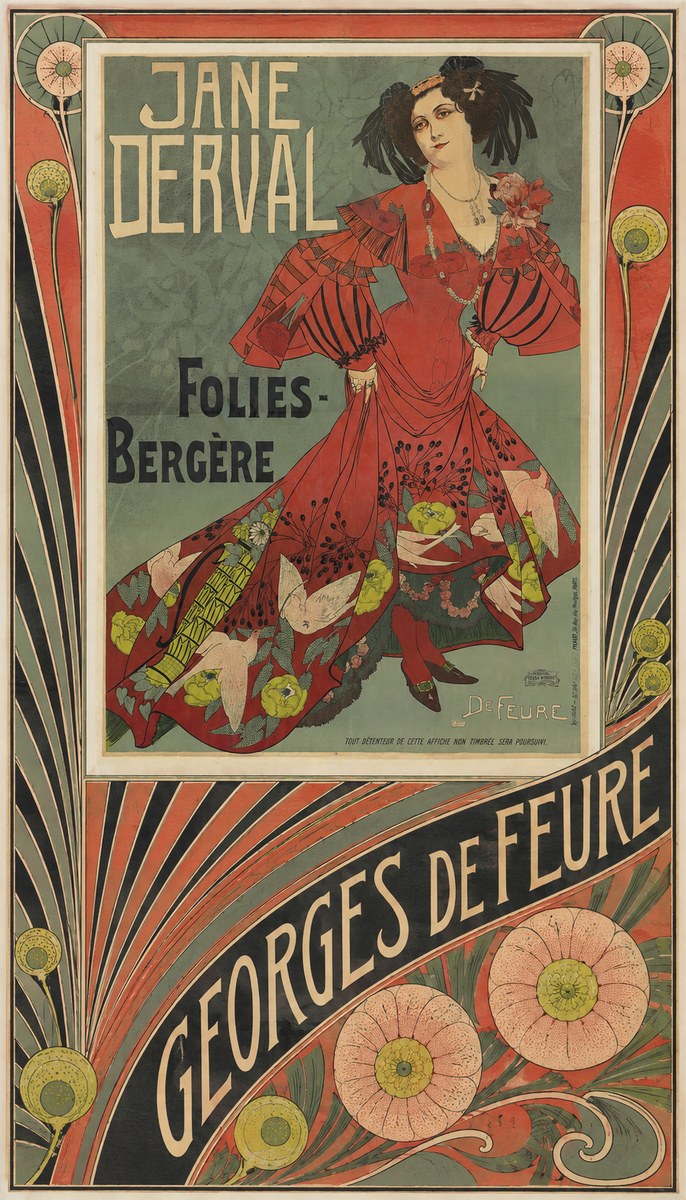 Georges de Feure Jane Derval - Folies-bergère III No6 - Poszter