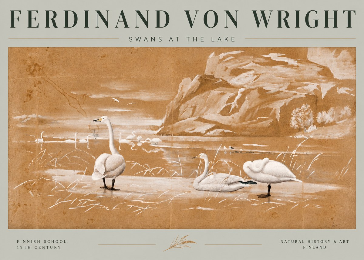 Ferdinand von Wright Swans at the Lake No6 - Poszter