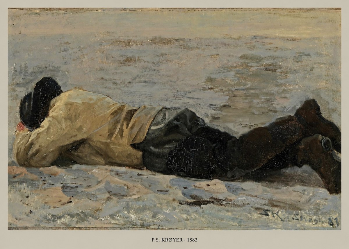 P.S. Krøyer Fisherman Lying on the Beach No5 - Poszter
