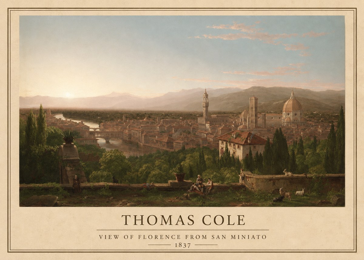 Thomas Cole View of Florence from San Miniato No1 - Poszter