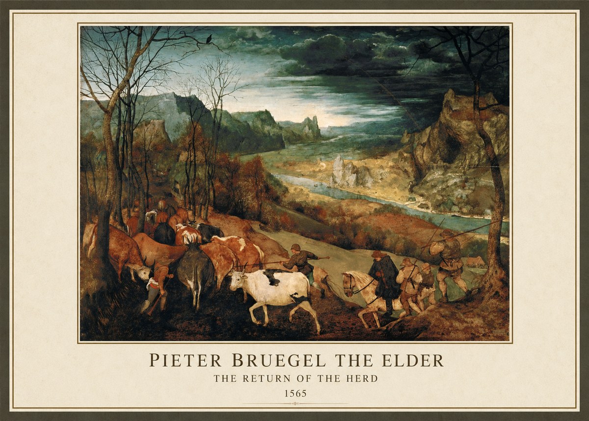 Pieter Bruegel The Return of the Herd No1 - Poszter