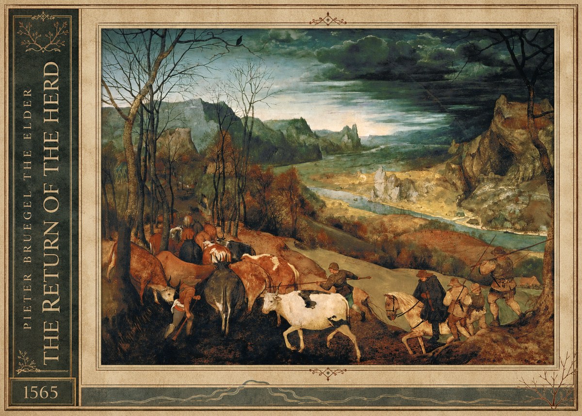 Pieter Bruegel The Return of the Herd No2 - Poszter