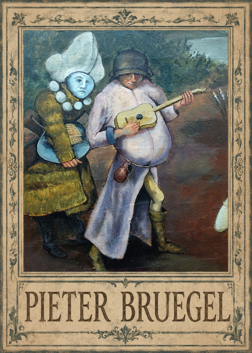 Pieter Bruegel Two Figures with a Lute No1 - Poszter