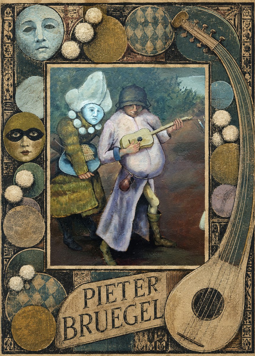Pieter Bruegel Two Figures with a Lute No6 - Poszter