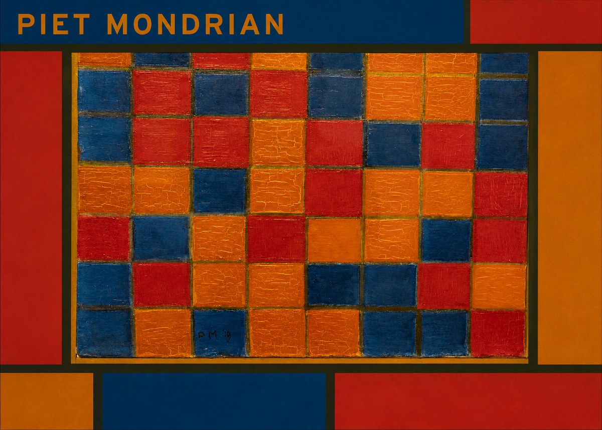 Piet Mondrian Checkerboard Composition with Dark Colors No1 - Poszter