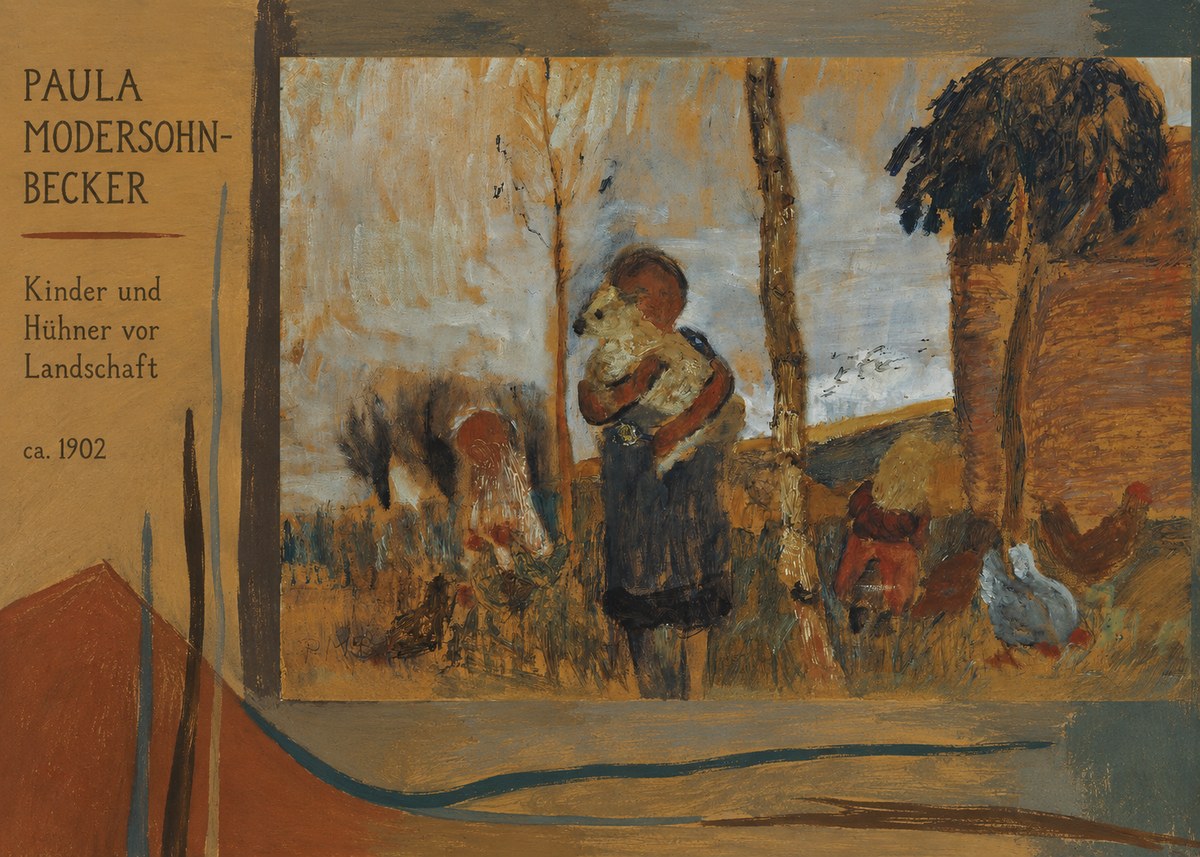 Paula Modersohn-Becker Kinder Und Hühner Vor Landschaft No2 - Poszter