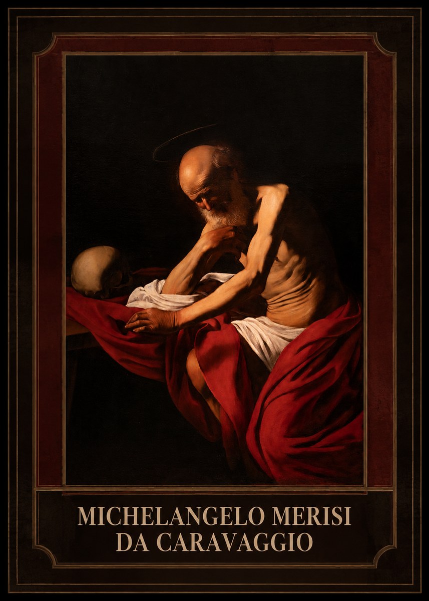 Michelangelo Merisi da Caravaggio Saint Jerome in Meditation II No1 - Poszter