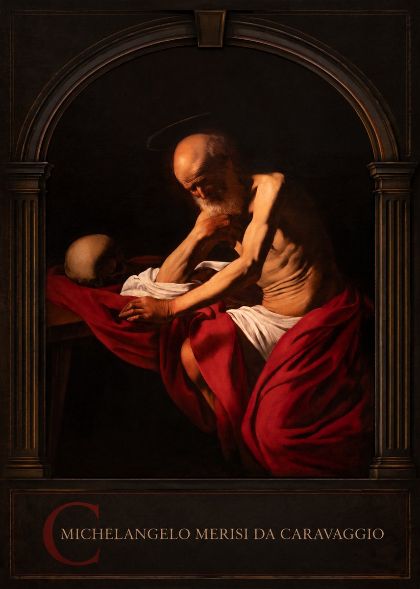 Michelangelo Merisi da Caravaggio Saint Jerome in Meditation II No3 - Poszter