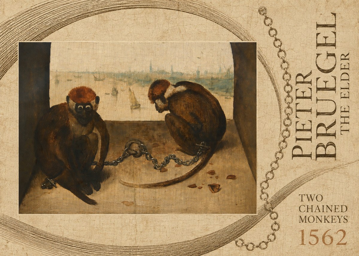 Pieter Bruegel Two Chained Monkeys II No3 - Poszter