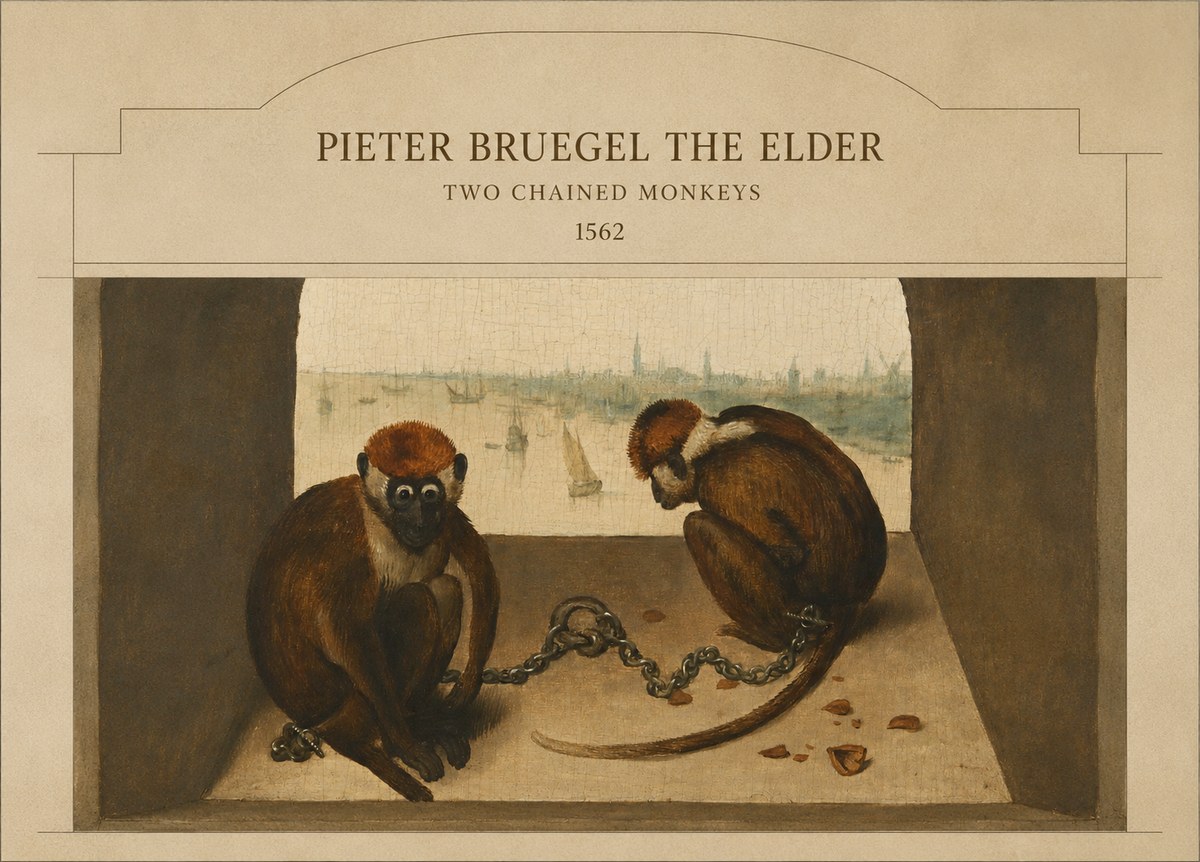 Pieter Bruegel Two Chained Monkeys II No4 - Poszter